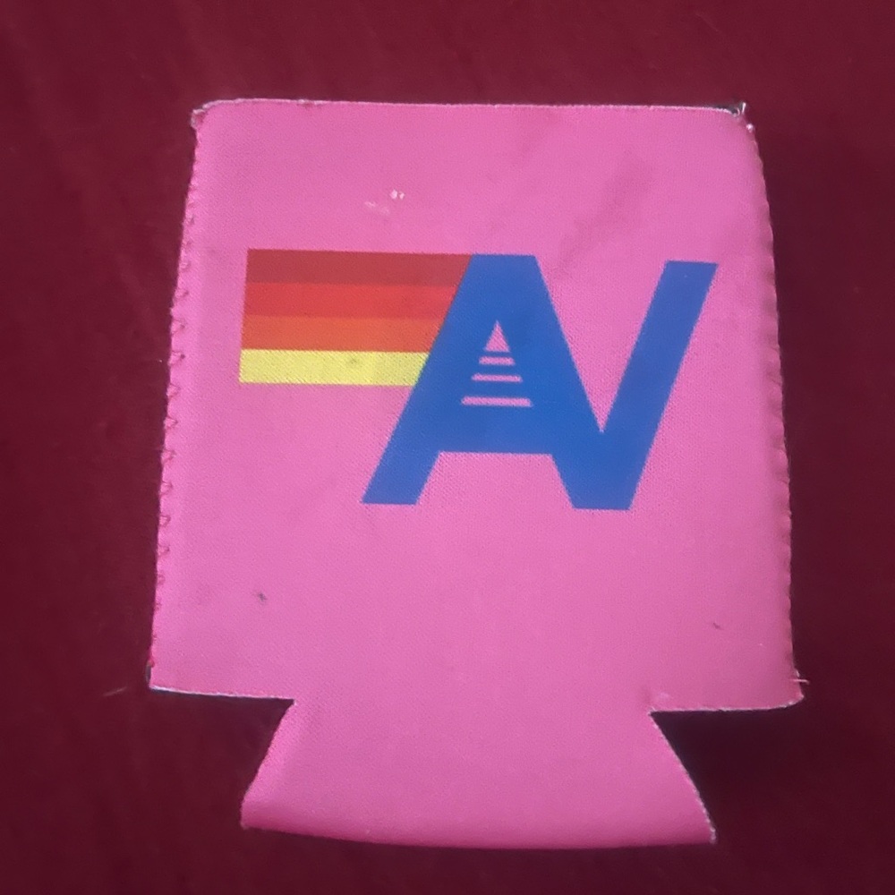 Aviator Nation Pink Koozie with Rainbow Logo